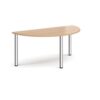 Semi circular chrome radial leg meeting table 1600mm x 800mm beech - DRL1600S-C-B