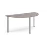 Semi circular chrome radial leg meeting table 1600mm x 800mm grey oak - DRL1600S-C-GO