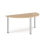Semi circular chrome radial leg meeting table 1600mm x 800mm kendal oak - DRL1600S-C-KO