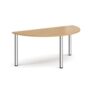 Semi circular chrome radial leg meeting table 1600mm x 800mm oak - DRL1600S-C-O