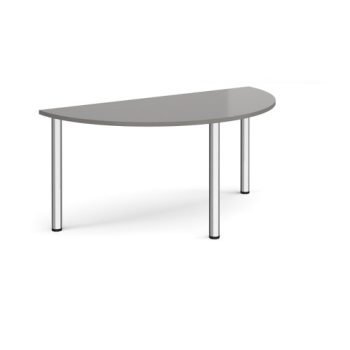 Semi circular chrome radial leg meeting table 1600mm x 800mm onyx grey - DRL1600S-C-OG