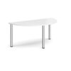 Semi circular chrome radial leg meeting table 1600mm x 800mm white - DRL1600S-C-WH