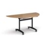 Semi circular deluxe fliptop meeting table with black frame 1600mm x 800mm beech - DFLPS-K-B