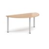 Semi circular silver radial leg meeting table 1600mm x 800mm beech - DRL1600S-S-B