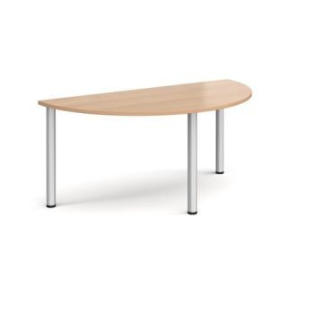 Semi circular silver radial leg meeting table 1600mm x 800mm beech - DRL1600S-S-B