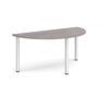 Semi circular silver radial leg meeting table 1600mm x 800mm grey oak - DRL1600S-S-GO