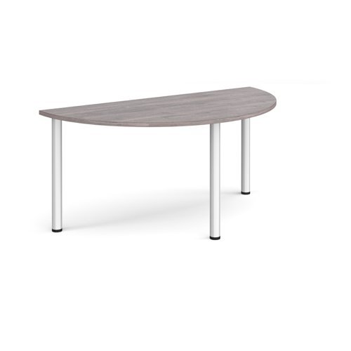 Semi circular silver radial leg meeting table 1600mm x 800mm grey oak - DRL1600S-S-GO