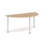 Semi circular silver radial leg meeting table 1600mm x 800mm kendal oak - DRL1600S-S-KO