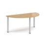 Semi circular silver radial leg meeting table 1600mm x 800mm oak - DRL1600S-S-O