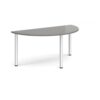 Semi circular silver radial leg meeting table 1600mm x 800mm onyx grey - DRL1600S-S-OG
