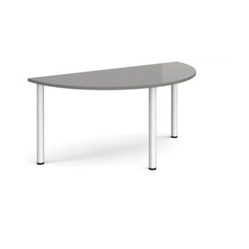 Semi circular silver radial leg meeting table 1600mm x 800mm onyx grey - DRL1600S-S-OG