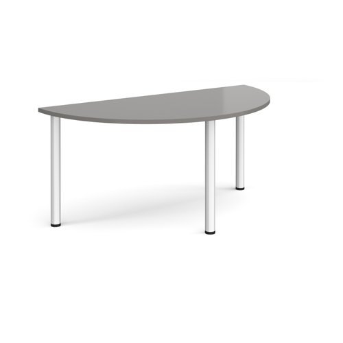 Semi circular silver radial leg meeting table 1600mm x 800mm onyx grey - DRL1600S-S-OG
