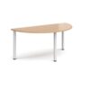 Semi circular white radial leg meeting table 1600mm x 800mm beech - DRL1600S-WH-B