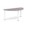 Semi circular white radial leg meeting table 1600mm x 800mm grey oak - DRL1600S-WH-GO