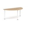 Semi circular white radial leg meeting table 1600mm x 800mm kendal oak - DRL1600S-WH-KO