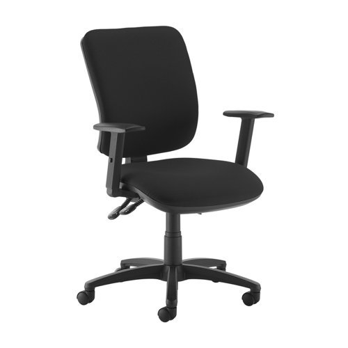 Senza High fabric back operator chair with adjustable arms black - SH44-000-BLK