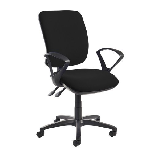 Senza High fabric back operator chair with fixed arms black - SH43-000-BLK