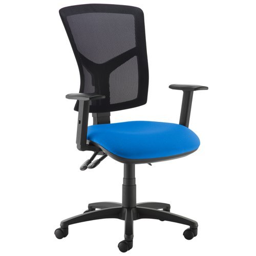Senza mesh back operator chair with adjustable arms blue - SM44-000-BLU