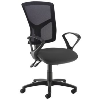 Senza mesh back operator chair with fixed arms black - SM43-000-BLK