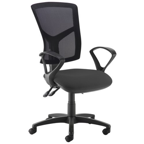 Senza mesh back operator chair with fixed arms black - SM43-000-BLK