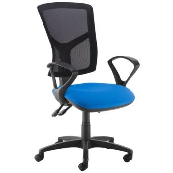 Senza mesh back operator chair with fixed arms blue - SM43-000-BLU