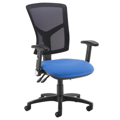Senza mesh back operator chair with folding arms blue - SM46-000-BLU