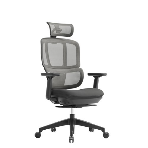 Shelby black mesh back operator chair with headrest and black fabric seat - SHL301K2-K