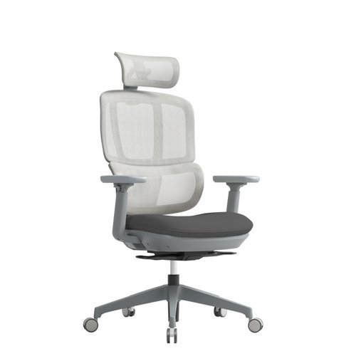 Shelby grey mesh back operator chair with headrest and grey fabric seat - SHL301K2-G