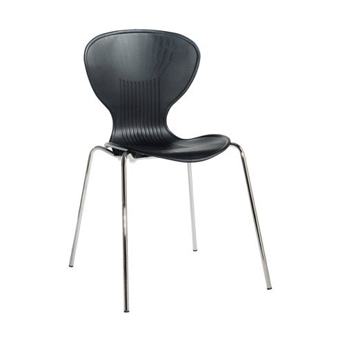 Sienna one piece shell chair with chrome legs (pack of 4) black - SIE50001-K