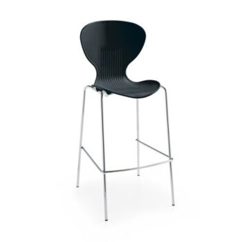 Sienna one piece stool with chrome legs (pack of 2) black - SIE50009-K