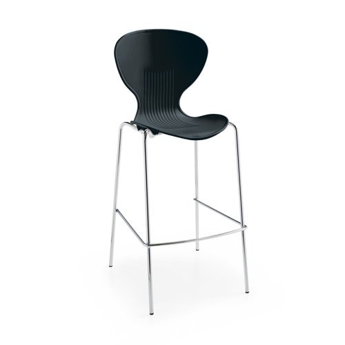 Sienna one piece stool with chrome legs (pack of 2) black - SIE50009-K