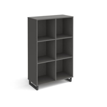 Sparta cube storage unit 1370mm high with 6 open boxes and charcoal A-frame legs grey - SPCS3-2-OG
