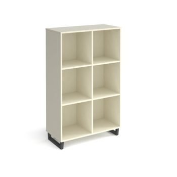 Sparta cube storage unit 1370mm high with 6 open boxes and charcoal A-frame legs white - SPCS3-2-WH