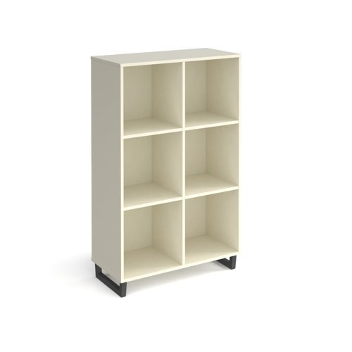 Sparta cube storage unit 1370mm high with 6 open boxes and charcoal A-frame legs white - SPCS3-2-WH