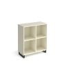 Sparta cube storage unit 950mm high with 4 open boxes and charcoal A-frame legs white - SPCS2-2-WH
