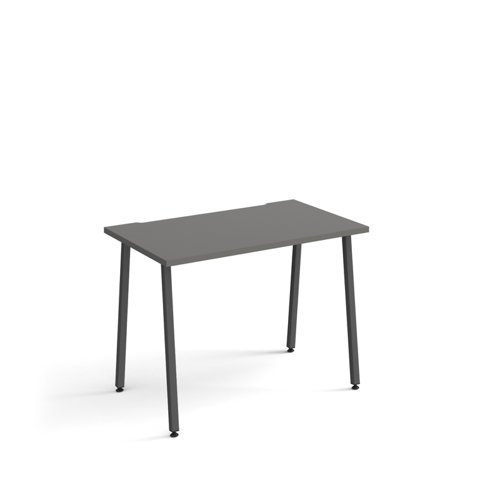 Sparta straight desk 1000mm x 600mm with A-frame legs charcoal frame grey top - SP610-OG