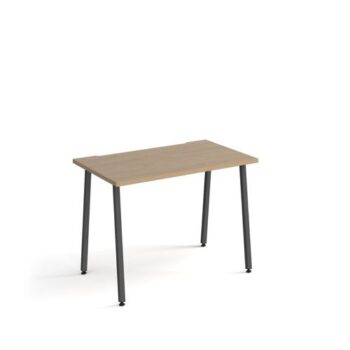 Sparta straight desk 1000mm x 600mm with A-frame legs charcoal frame oak top - SP610-KO