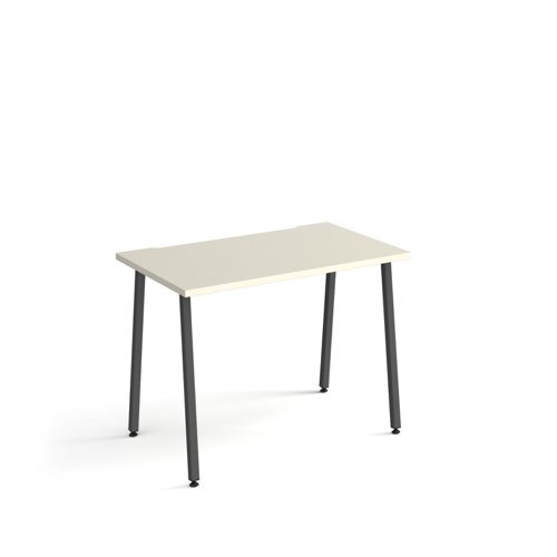 Sparta straight desk 1000mm x 600mm with A-frame legs charcoal frame white top - SP610-WH