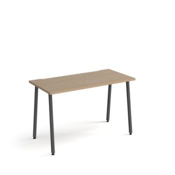 Sparta straight desk 1200mm x 600mm with A-frame legs charcoal frame oak top - SP612-KO