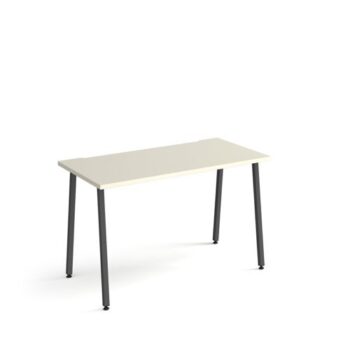 Sparta straight desk 1200mm x 600mm with A-frame legs charcoal frame white top - SP612-WH