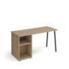 Sparta straight desk 1400mm x 600mm with A-frame leg and support pedestal charcoal frame oak top - SP614P-KO