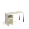 Sparta straight desk 1400mm x 600mm with A-frame leg and support pedestal charcoal frame white top - SP614P-WH
