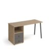 Sparta straight desk 1400mm x 600mm with A-frame leg and support pedestal with drawers charcoal frame oak finish with grey drawers - SP614P-D-KO-OG