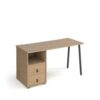 Sparta straight desk 1400mm x 600mm with A-frame leg and support pedestal with drawers charcoal frame oak finish with oak drawers - SP614P-D-KO-KO