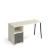Sparta straight desk 1400mm x 600mm with A-frame leg and support pedestal with drawers charcoal frame white finish with grey drawers - SP614P-D-WH-OG