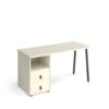 Sparta straight desk 1400mm x 600mm with A-frame leg and support pedestal with drawers charcoal frame white finish with white drawers - SP614P-D-WH-WH