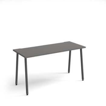 Sparta straight desk 1400mm x 600mm with A-frame legs charcoal frame grey top - SP614-OG
