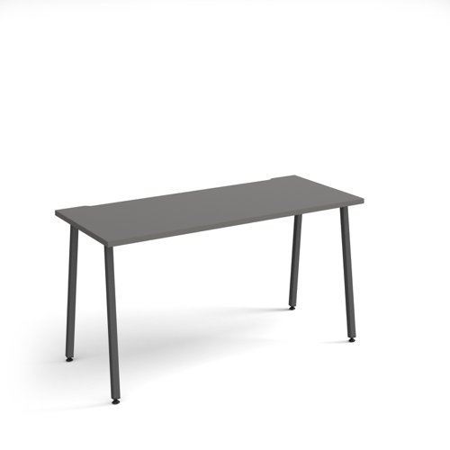 Sparta straight desk 1400mm x 600mm with A-frame legs charcoal frame grey top - SP614-OG