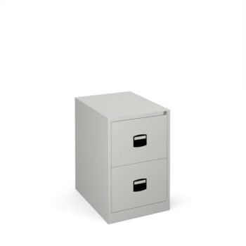 Steel 2 drawer contract filing cabinet 711mm high goose grey - DCF2G