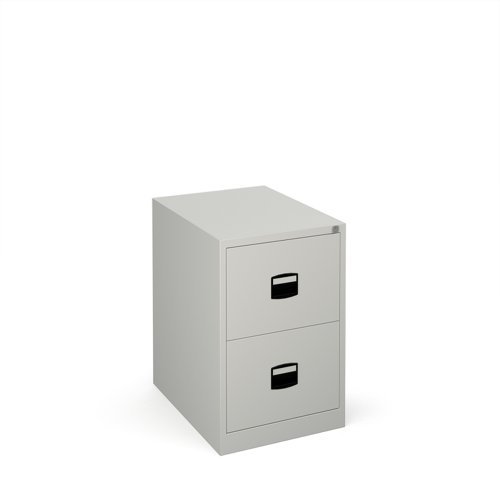 Steel 2 drawer contract filing cabinet 711mm high goose grey - DCF2G